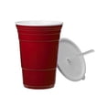 thumbnail image 2 of Vasos de vidrio reutilizables Red Cup Living de 710 ml con tapa y pajita, 2 of 2
