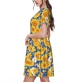 thumbnail image 2 of Fotbe Vintage White Yellow Sunflower Vestido Largo de Moda para Mujer, Vestido Tipo Camiseta con Manga Corta y Estilo Casual a Rayas y Bloques de Color, 2 of 6