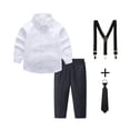 thumbnail image 3 of Splozh Baby Boy Baptism Outfit Fashion, Long Sleeves Shirt Trousers Bow Tie Outfits Sets Weddings Soft Comfortable Breathable,Navy,7-8 Years, 3 of 5