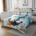 thumbnail image 2 of Nautical Anchor Coverlet King Size Ocean Themed Bedding Set, Starfish Jellyfish Bedspread Set Sea Fish Animal Quilt Set, Aesthetic Colorful Coral Bed Set Room Decoration, 2 of 4
