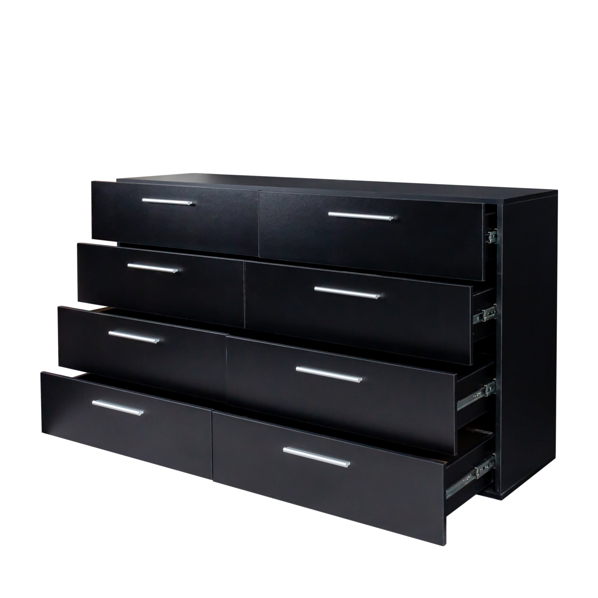 8 Drawer Double Dresser for Bedroom, Wide Storage Cabinet for Living Room Home Entryway, Black
