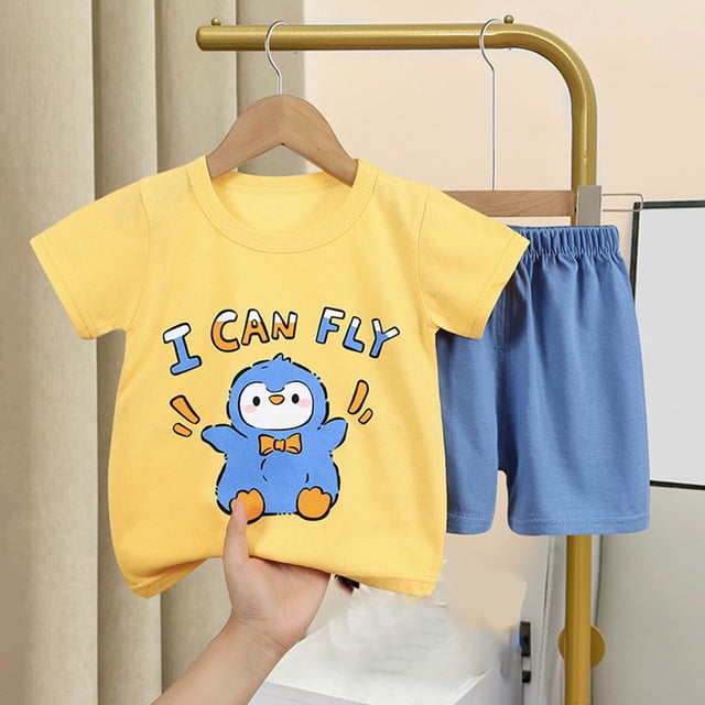 LSLJS Mode T-Shirts Décontractés à Manches Courtes pour Filles Col Rond Bouton Ensemble de Shorts Imprimés Vêtements d'Été Vêtements pour Enfants Tendance 2024