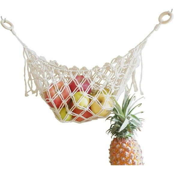 Jinsinto Hanging fruit hammock, macrame fruit hammock hanging under cabinet, vegetable hammock for storing fruits, bananas, vegetables, kitchen decoration net