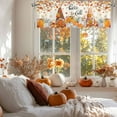 thumbnail image 2 of Thanksgiving Linen Window Valance,54"X18 Rod Pocket,Pumpkin and Gnome,Fall Farmhouse,Orange, 2 of 6