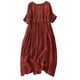 thumbnail image 1 of Vestido largo bohemio bordado de talla grande para mujer - Midi fluido de algodón y lino con manga corta - Estilo veraniego vintage, 1 of 4