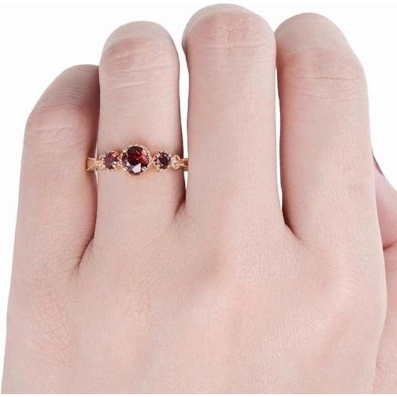 3 Garnet Gemstone Ring, Natural Garnet Tiny Ring, January Birthstone, Womens Ring, Gold Micron Ring, 925 Sterling Silver, Dainty Ring, Minimal Stackable Ring, Statement Ring, Christmas Gift