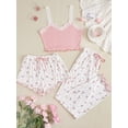 thumbnail image 2 of Women‘s Lace Trim Cami Top And Floral Print Shorts & Long Pants Pajama Set, 2 of 7