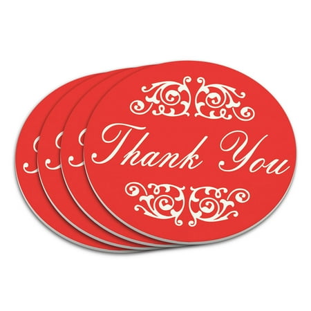 

Thank You Elegant Scrolls Red Coaster Set