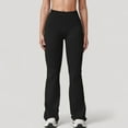thumbnail image 2 of Women's High Waist Flared Leg Stretch Pants Smooth Fabric Seamless Waistband Active Lounge Bottoms - Medium, Black, 2 of 7