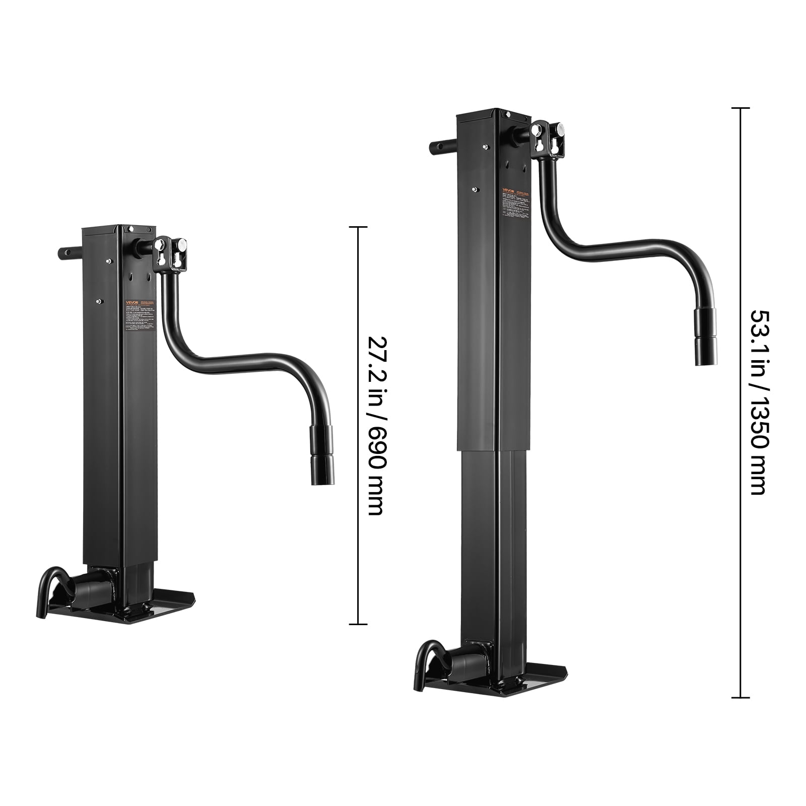 VEVOR Trailer Jack, 12000 lbs Dynamic Load Capacity, Weld-on Pipe-Mount Swivel Trailer Jack with Ergonomic Handle, 12.6-inch Vertical Travel, Suitable for RV, Horse, Utility, Camping, Yacht Trailers