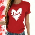 thumbnail image 2 of AOOCHASLY Valentine's Day Women's Tops, Fashion Women's Heart Print Graphic Cute Tee Shirt Funny T Shirt Tops, 2 of 7