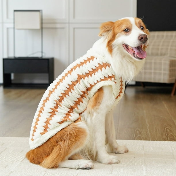 Ropa para Mascotas Golden Retrievers, Ropa de Otoño E Invierno para Perros Grandes, Ropa para Gatos, Adornos y Peluches para Gatos | Suéter Color Café con Forro Polar de Poliéster para Perros y Gatos