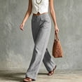 thumbnail image 5 of Hvogkswy Wide Leg Pants for Women, Button High Waist Casual Long Pants with Pockets Flowy Bohemian Vacation Cargo Pants, 5 of 8