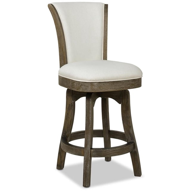 Henry 27" Armless Swivel Counter Height Bar Stool Natural White Linen