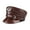 Red Brown, variant on German Cap Man Genuine Leather Flat Top Hat Korean Fashion Mark Chain Punk Locomotive Casquette Male ,Durable Quality