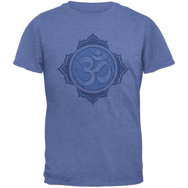 T-Shirt de Yoga Bouddhique pour Adulte Bleu Chiné Partout
