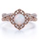 thumbnail image 1 of JeenMata Anillo de Bodas de 1,75 Uds con Halo de Moissanita y Ópalo de Fuego de Talla Redonda Vintage en Oro Rosa de 18 K sobre Plata, 1 of 6