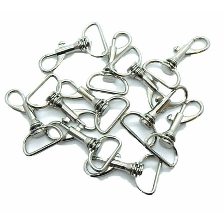 - 28 Nickle Plated 1 3/4 Inch Swivel Clasps with D Ring for Key Ring or Purse Straps