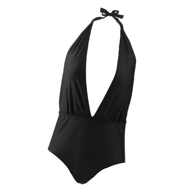 Traje de baño sin espalda Sunnimix Halter S Negro para Mujer