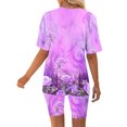 thumbnail image 4 of Blusas para las Mujeres Casual Impreso Cuello en V Manga Corta Blusa Pantalones Cortos, Conjuntos de Ropa para las Mujeres, 4 of 5