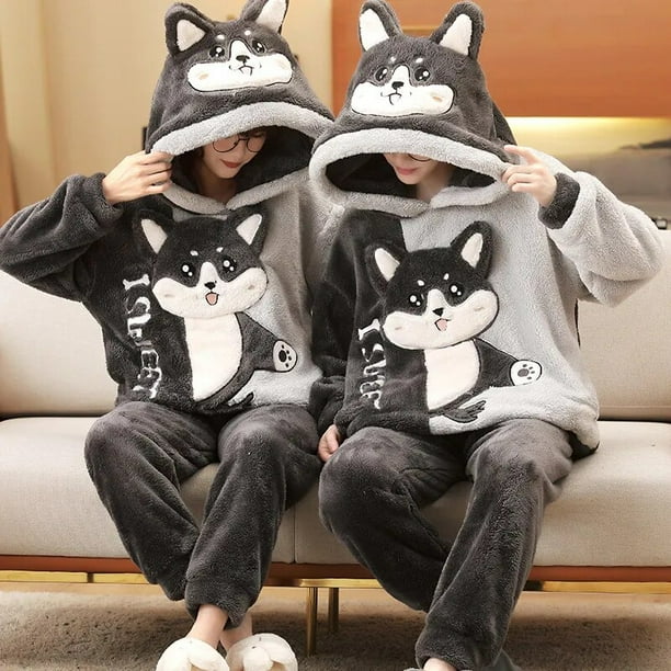 Conjunto de pijamas de felpa para hombre y mujer ropa de dormir de pareja suave y gruesa ropa de casa suelta coreana traje de Panda de dibujos animados Invierno Walmart en