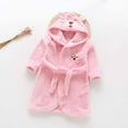 thumbnail image 3 of 2 Piece Toddler Robe Boys Girls Hooded Flannel Bathrobe Long Sleeve Soft Fleece Plush Robes Cute Animal Pajamas Sleepwear, Light Pink, 5 Years, 3 of 3