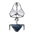 thumbnail image 2 of Uourmeti Navy Blue Gold Marble Swirl Halter Bikini Set - Sexy Two-Piece Triangle Swimsuit with Tie Side Bottoms for Beach Vacation & Pool Party, 2 of 9