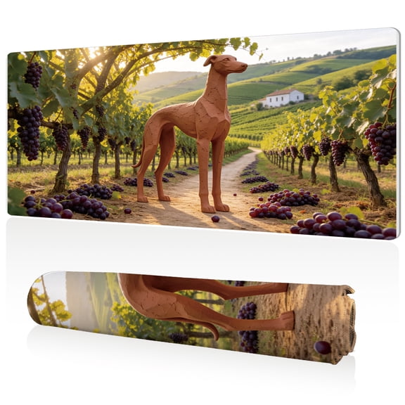 LIVEKEY Sculpted Dog Vineyard Mouse Pad 80x40x0.3cm Extra Large Full Desk Coverage Non Slip Durable Easy Clean Stitched Edges for Gaming and Office