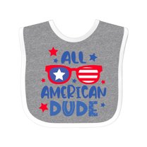 Inktastic 4th of July All American Dude with Red and Blue Glasses Boys Baby Bib