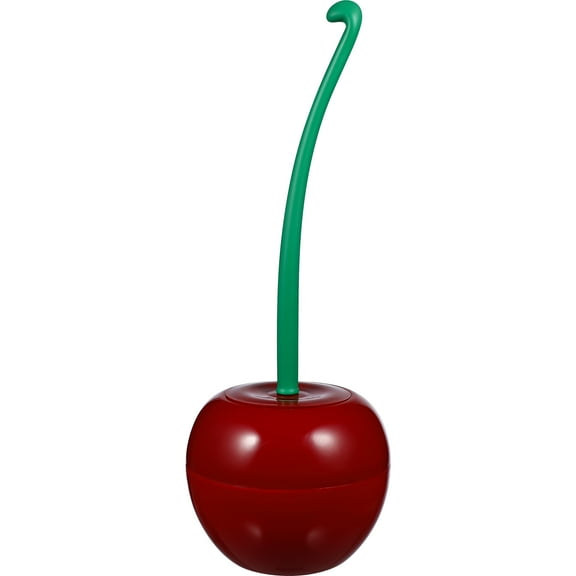 Cherry Shape Toilet Brush Set with Holder Made of Plastic for Bathroom Cleaning Dark Red 1 Set