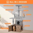thumbnail image 6 of Cat Tree with Litter Box Enclosure, 2-in-1 Modern Cat Tower with Scratching Posts, Multiple Platform and Large Condo, Multilevel Indoor Kitten House, Rustic Brown, 6 of 7