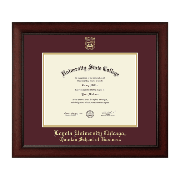 Framerly - LUC Business Diploma Frame with Maroon and Gold Mat