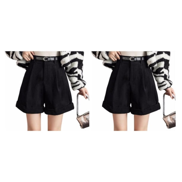 Minnieouse Pantalones cortos de pierna ancha para mujer, pantalones holgados de cintura alta para fiesta de chicas y viajes, ropa de calle para Negro SG 2Conjunto