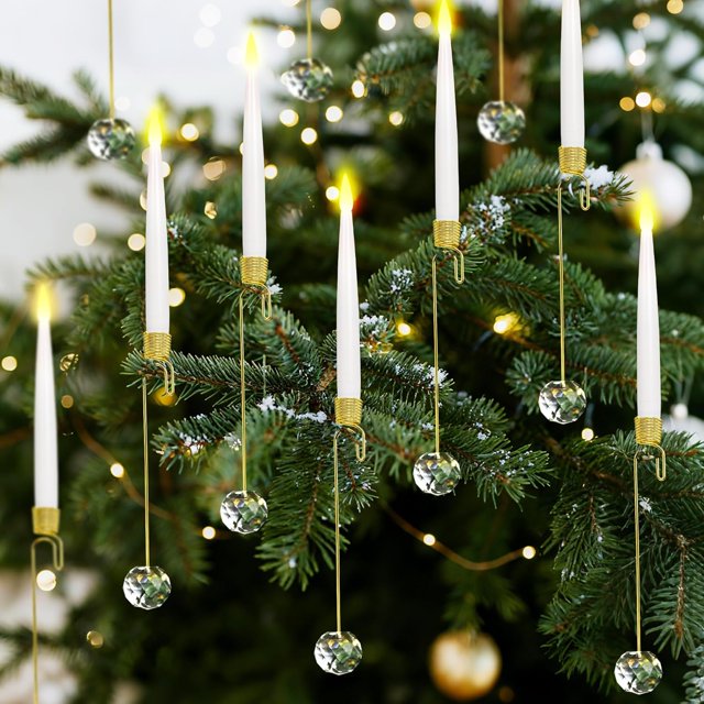 Velas sin llama para árbol de Navidad, paquete 12, control remoto, LED, vidrio transparente