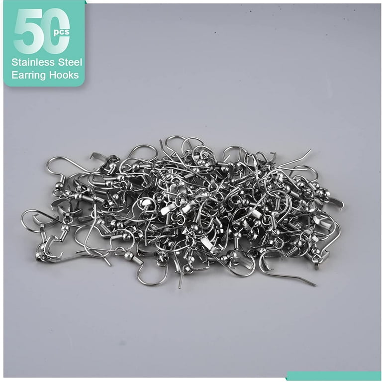 Earring Hooks 50PCS/25Pairs, Stainless Steel Ear Wires Fish Hooks,  Hypo-allergenic Jewelry Findings Parts for DIY Jewelry Making