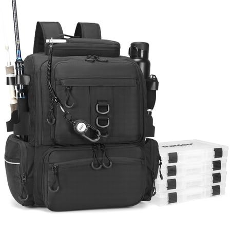 Fishing Tackle Backpack 45l Storage Waterproof Travel Bag Store Gear With Insulated Top Pocket