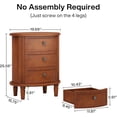 thumbnail image 6 of Finmind 3-Drawer Nightstand, Fully Assembled Oval Bedside Table with Storage, Walnut, 6 of 7