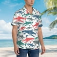 thumbnail image 3 of Kll Men'S Hawaiian Shirt Short Sleeve Button Down Beach Shirts-Colorful Shark, 3 of 7