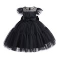 thumbnail image 1 of Ketyyh-chn99 Robe pour Filles Robe Tutu pour Tout-Petits Robe d'Été en Maille Contrastée Robes de Fête Taille Mignonne pour 5-6 Ans, Noir, 1 of 6