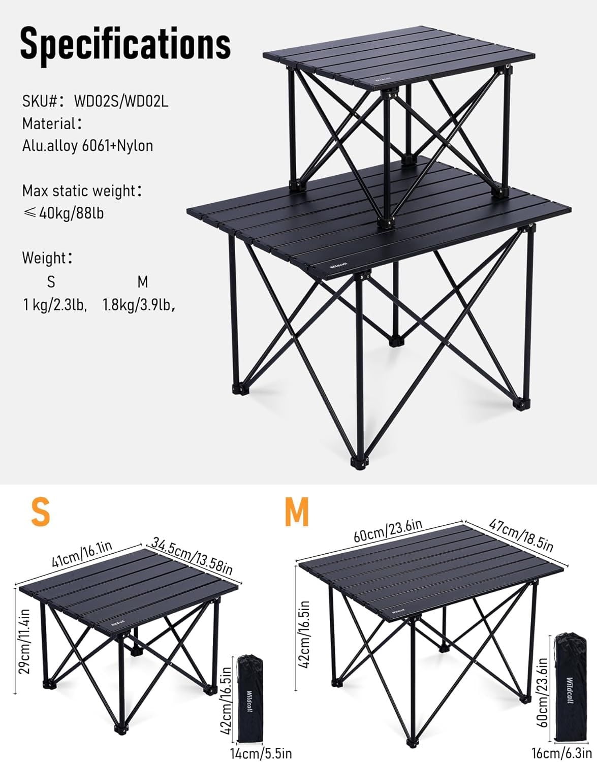 Ultralight Foldable Aluminum Camping Table, Triangle Support Structure Heat Waterproof Portable Outdoor Folding Table Supports 88lbs with Carry Bag for Picnic Beach Fishing Backyard
