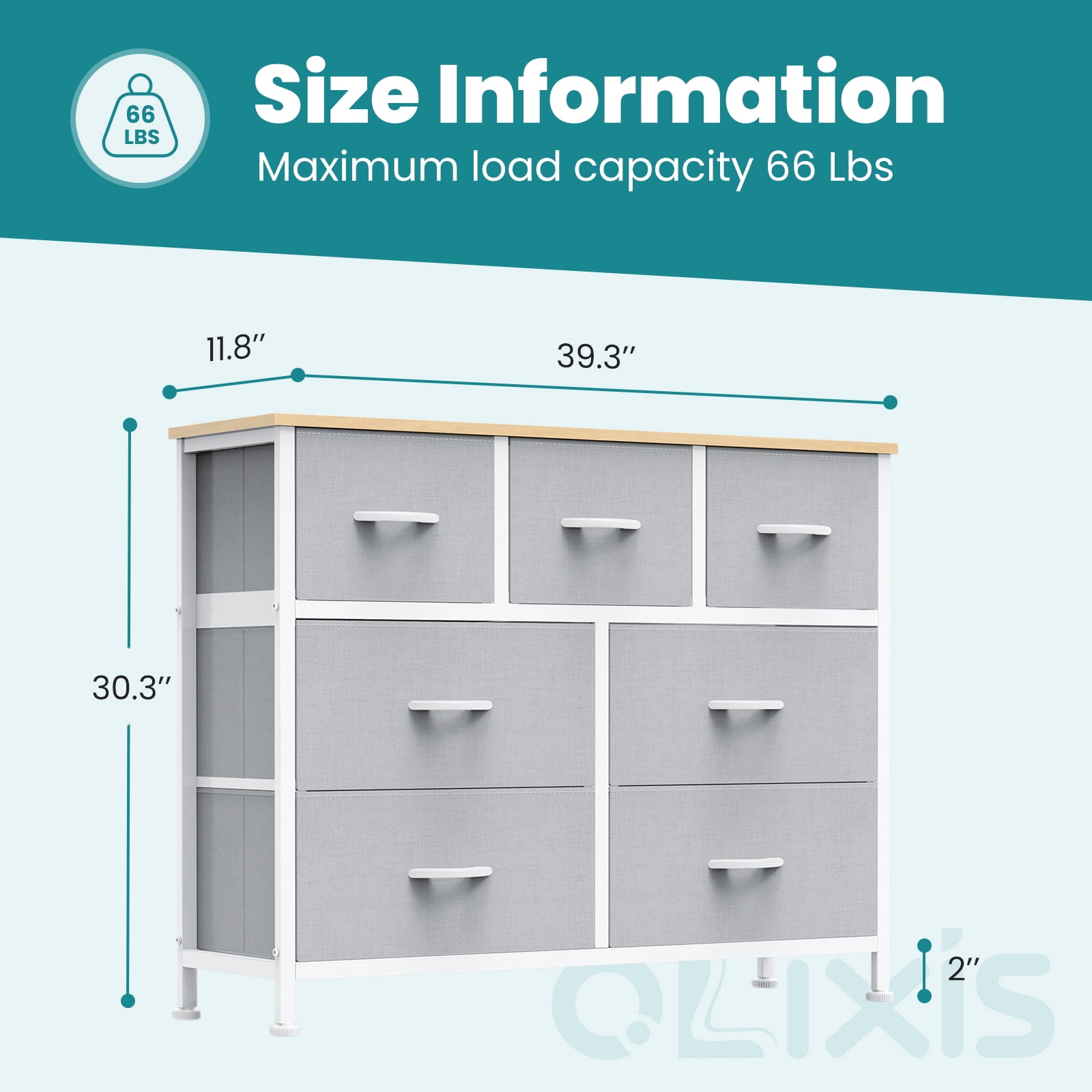 SWEETCRISPY Fabric Dresser With 7 Drawers, Storage Chest For Bedroom, Closet, Living Room, Hallway - Available In Gray