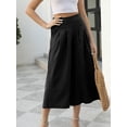 thumbnail image 3 of Summer Pants Cotton Linen Plus Size Wide Leg Pants Solid Elegant Loose OL Young, 3 of 5