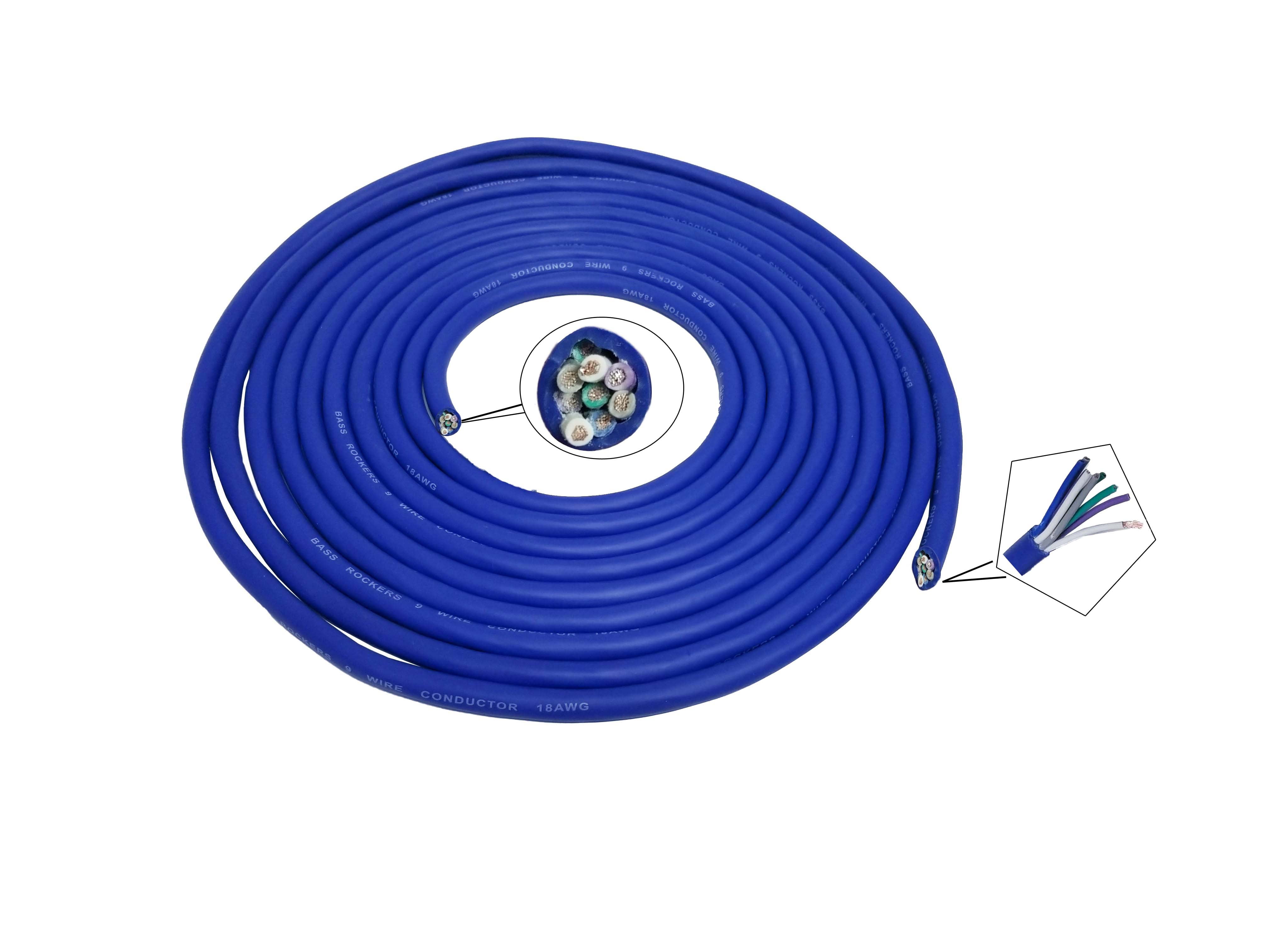 20ft 18 AWG Multi 9 Conductor Blue Speed Wire 18 Gauge Copper - Foto 4