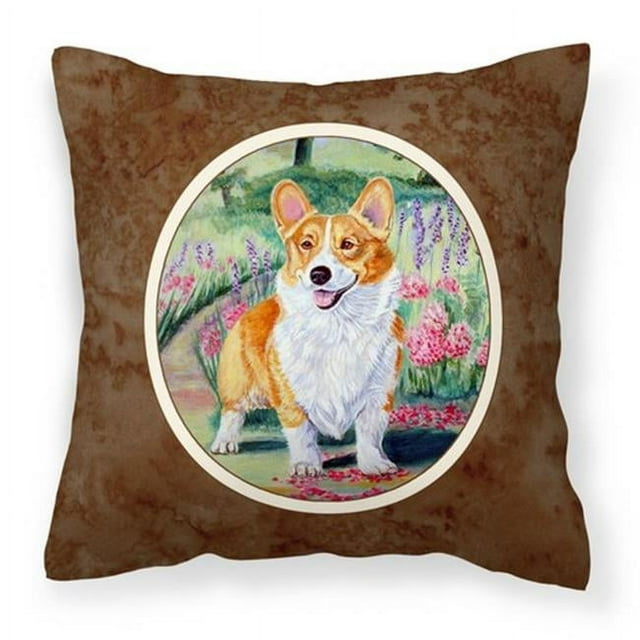 Carolines Treasures 7077PW1414 Pembroke Corgi Springtime Fabric Decorative Pillow