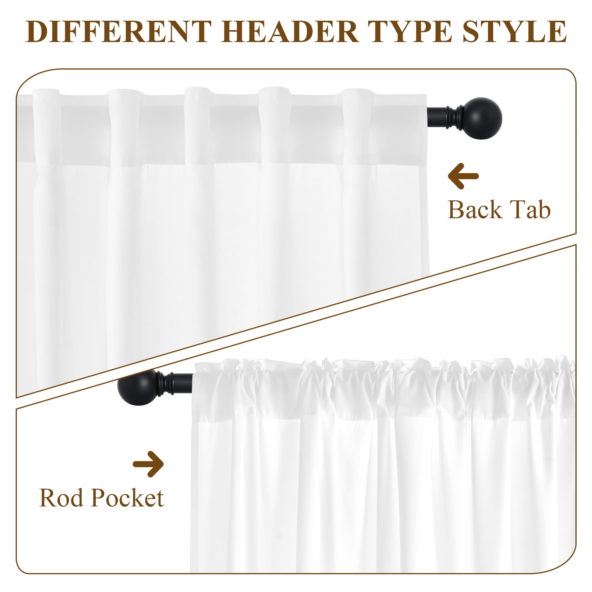 StangH Non-See-Through White Sheer Curtains - Elegant Light Filtering Drapes Rod Pocket & Back Tab Privacy Treatments for Bedroom/Living Room/Nursery/Ofiice, W52 x L84, 2 Panels Set