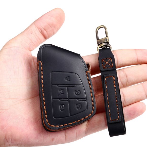 Leather Black Remote Car Key Protective Case Fob Holder Case Fits for GMC for Yukon for Chevrolet -