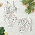 thumbnail image 5 of Jiueut Flower Print Girls Swimsuit Halter Neck Cut Out Swimwear One Piece Bathing Suit with Mesh Cover Up Skirt Girls' Swimwear Set 7-18Y, 5 of 7