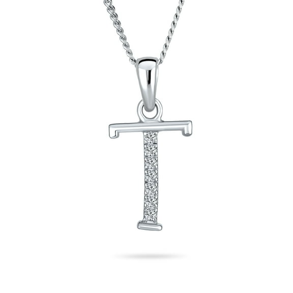 Bling Jewelry Delicate ABC Cubic Zirconia Pave CZ Capital Block Letter Alphabet Initial Pendant Necklace For Teen Women 925 Sterling Silver