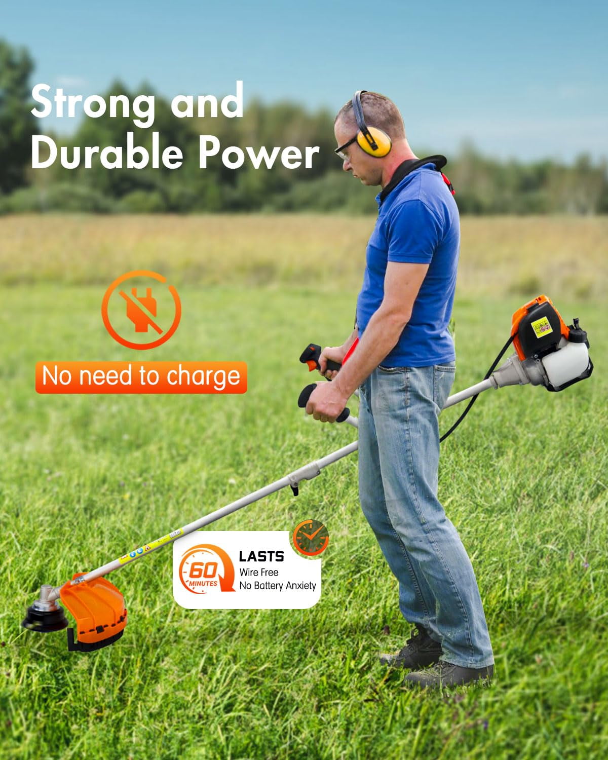 4-in-1 Gas Weed Eater, 31cc 4-Cycle String Trimmer, 1.5HP Heavy Duty Weed Wacker ,17" Grass Trimmer, Lightweight with Shoulder Strap for Lawn Garden Tough Yards