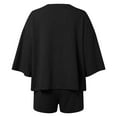 thumbnail image 6 of WAYUTE 2 Piece Sets for Women Oversized 3/4 Sleeve Solid Color Tops and Elastic Waist Baggy Trendy Shorts Sets Loungewear, 6 of 6